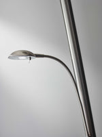 Brushed Steel Metal with Wide Disc Shade Torchiere Plus Task Light Floor Lamp