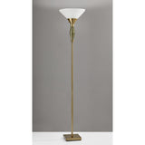 Green Glass Bauble Torchiere Floor Lamp in Burnished Brass Finish