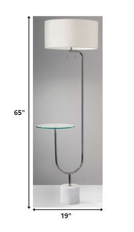 Looped Chrome Floor Lamp with Glass Cocktail Tabletop