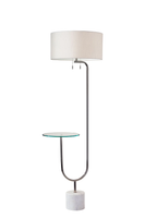 Looped Chrome Floor Lamp with Glass Cocktail Tabletop