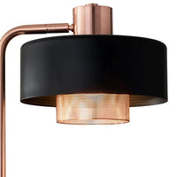 Copper Metal Floor Lamp with Contrasting Black Canopy Shade