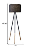 Tripod Floor Lamp Urban Mixed Metal and Wood