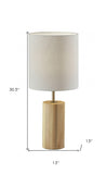 Natural Wood Circular Block Table Lamp