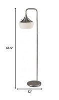 Modern Floor Lamp Gnome Alabaster Glass Brushed Steel