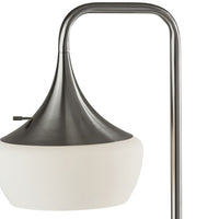 Modern Floor Lamp Gnome Alabaster Glass Brushed Steel