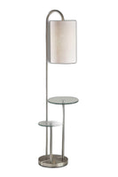 Lily Pad Glass Shelf Floor Lamp in Brushed Steel Metal