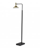 Adjustable Brass Spotlight LED Floor Lamp in Black Metal