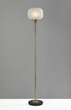 Antique Brass Metal Floor Lamp with Striped Glass Glow Globe
