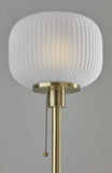Antique Brass Metal Floor Lamp with Striped Glass Glow Globe