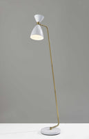 Brass Cinch Floor Lamp in White Metal