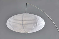 Paper Lantern Floor Lamp Black Metal Crescent Arm