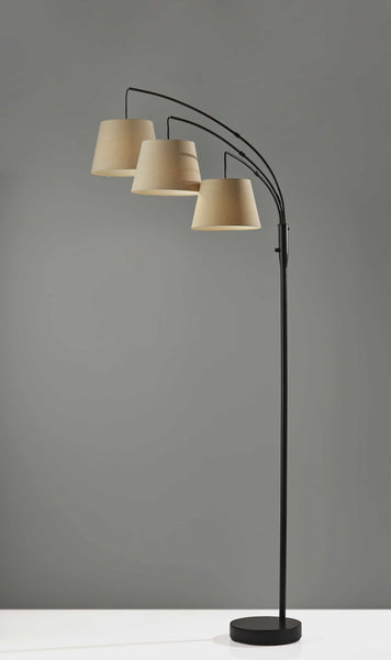 Three Light Adjustable Arm Dark Bronze Floor Lamp
