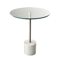 Steel White Marble and Glass End or Side Table