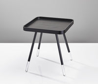 Contemporary Black Wood Grain Tray Top Side End Table