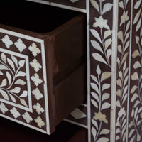 Moroccan Brown and White Bone Buffet or Dresser