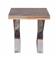 Multi Grain Wood and Chrome End or Side Table