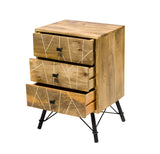 Natural Tones Mango Wood 3 Drawer Nightstand