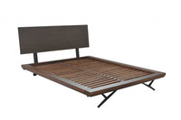 Brown and Black Wood Metal King Size Bed