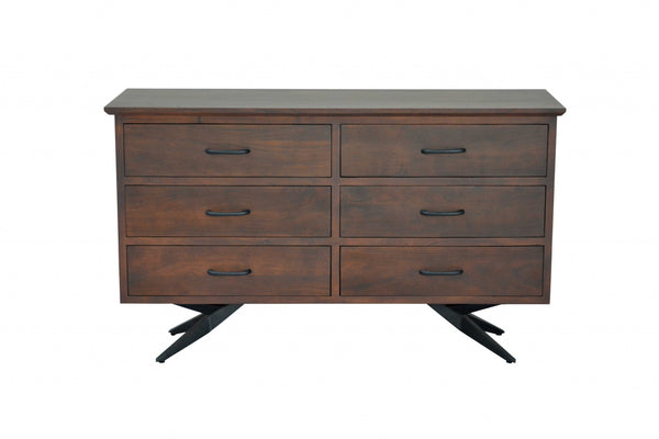 Brown and Black Wood Metal Bedroom Dresser