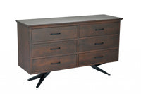 Brown and Black Wood Metal Bedroom Dresser