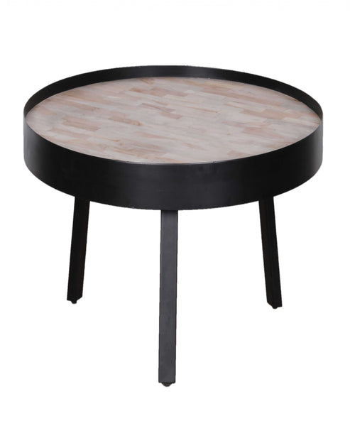 21" Round Modern Industrial Multi Grain  Coffee Table