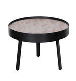 21" Round Modern Industrial Multi Grain  Coffee Table