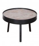 21" Round Modern Industrial Multi Grain  Coffee Table