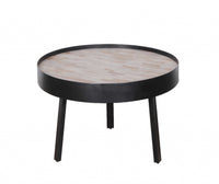 21" Round Modern Industrial Multi Grain  Coffee Table