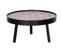 21" Round Modern Industrial Multi Grain  Coffee Table