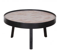 21" Round Modern Industrial Multi Grain  Coffee Table