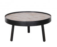 21" Round Modern Industrial Multi Grain  Coffee Table