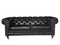 Black Leather Classic  Sofa 2 Places