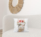 Happy Flower Llama Decorative Accent Pillow