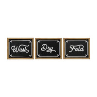 Wash Dry Fold Rustic Laundry Wall Art 3pc Set