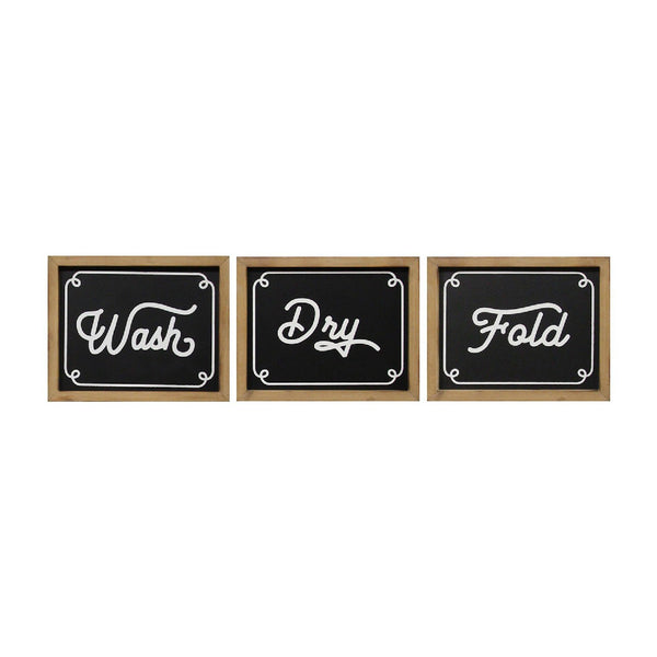 Wash Dry Fold Rustic Laundry Wall Art 3pc Set