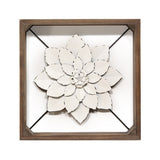 Grey Metal & Wood Framed Wall Flower