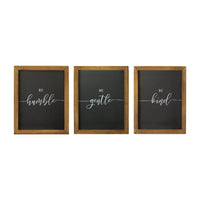 Be Kind Be Gentle Be Humble Set of 3 Wall Art