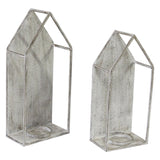 Set of 2 Farmhouse Style Distressed Metal Candleholders