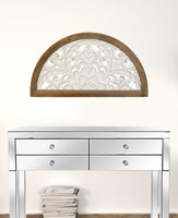 Distressed White and Natural Wood Scroll Design Over Door Wall Hanging