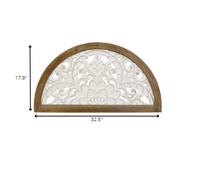 Distressed White and Natural Wood Scroll Design Over Door Wall Hanging