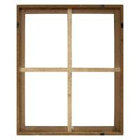 Walnut Wood Windowpane Wall Decor with Metal Hinges