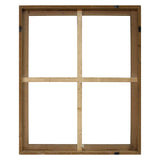 Walnut Wood Windowpane Wall Decor with Metal Hinges