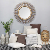 34 Bamboo Burst Rattan Wall Mirror
