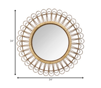 34 Bamboo Burst Rattan Wall Mirror