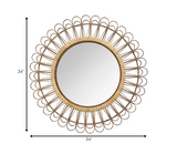 34 Bamboo Burst Rattan Wall Mirror