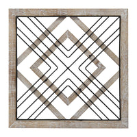 Sqaure Wood & Metal Geometric Plate Wall Decor