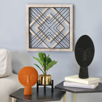 Sqaure Wood & Metal Geometric Plate Wall Decor