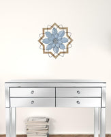 Light Blue Flower Metal and Wood Framed Wall Art