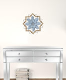 Light Blue Flower Metal and Wood Framed Wall Art