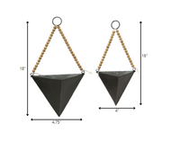 Set of 2 Triangle Metal and Wood Wall Planters